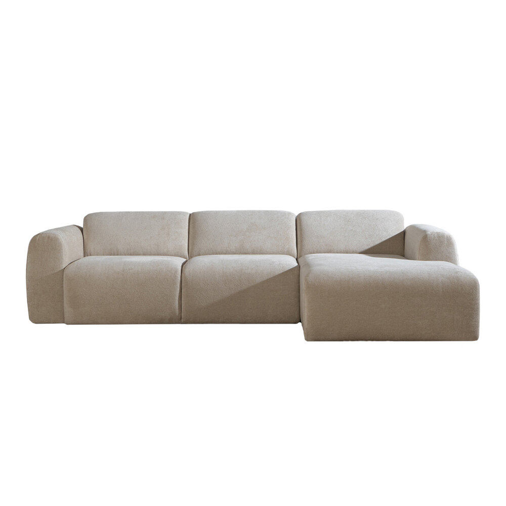 Hoekbank Jasan chenille beige rechts 274 cm