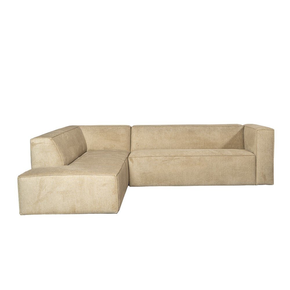 Hoekbank polyester taupe links 266 cm