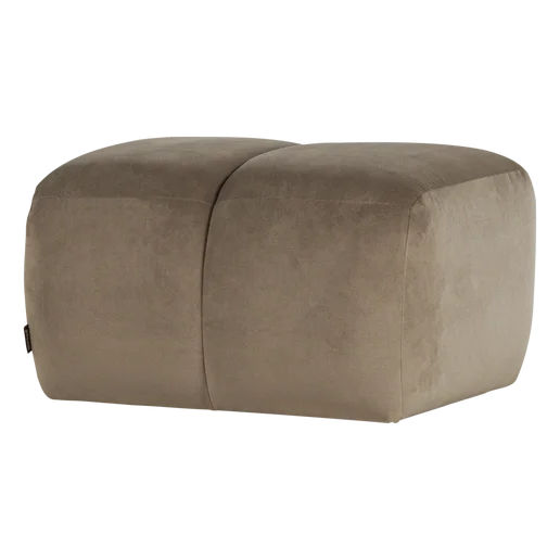 Poef velours taupe 84 × 45 cm hoog