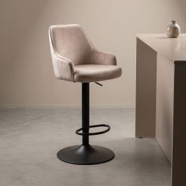 Barkruk velours naturel 2 50 × 52 × 90 cm