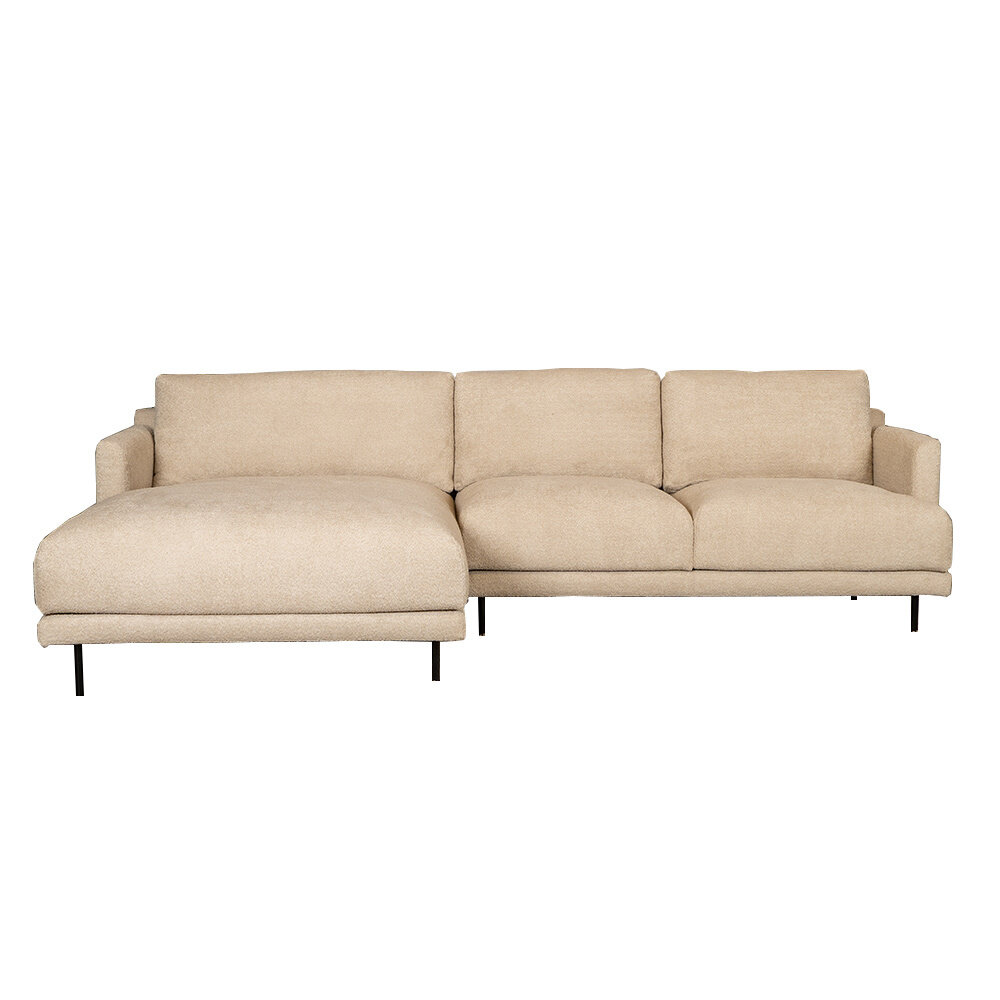 Hoekbank bouclé beige links
