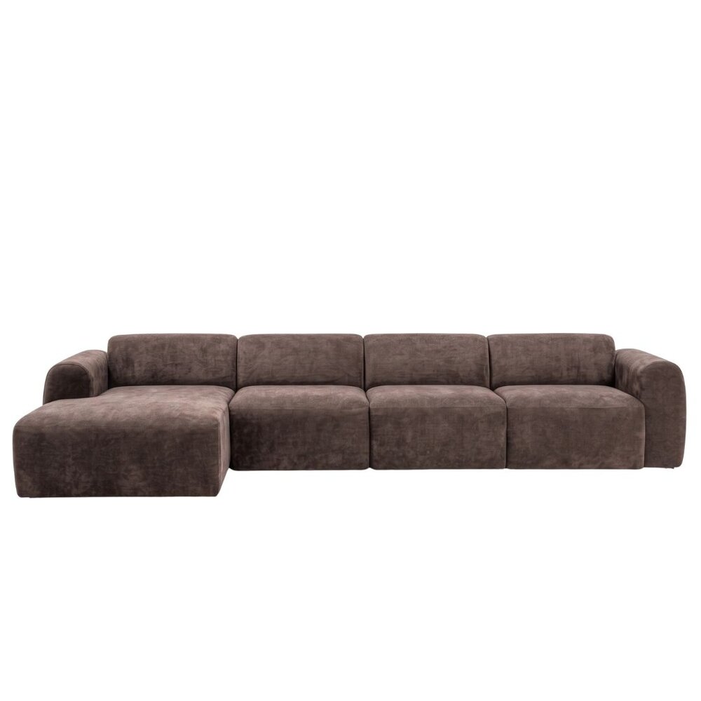 Hoekbank Zela chenille bruin links