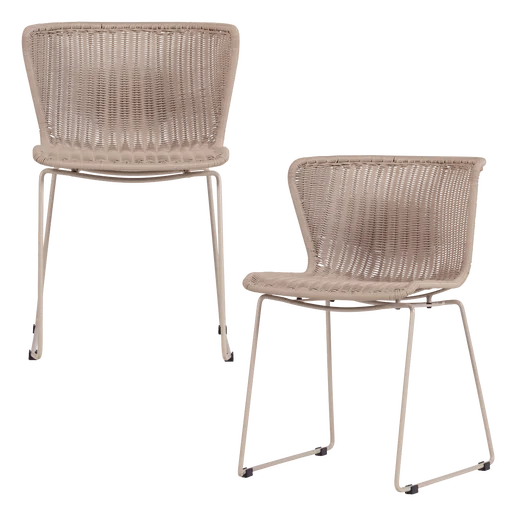 Tuinstoel kunststof beige set van 2