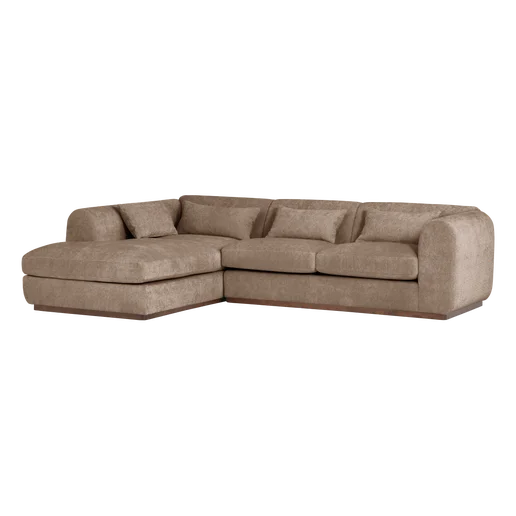Hoekbank velours bruin links