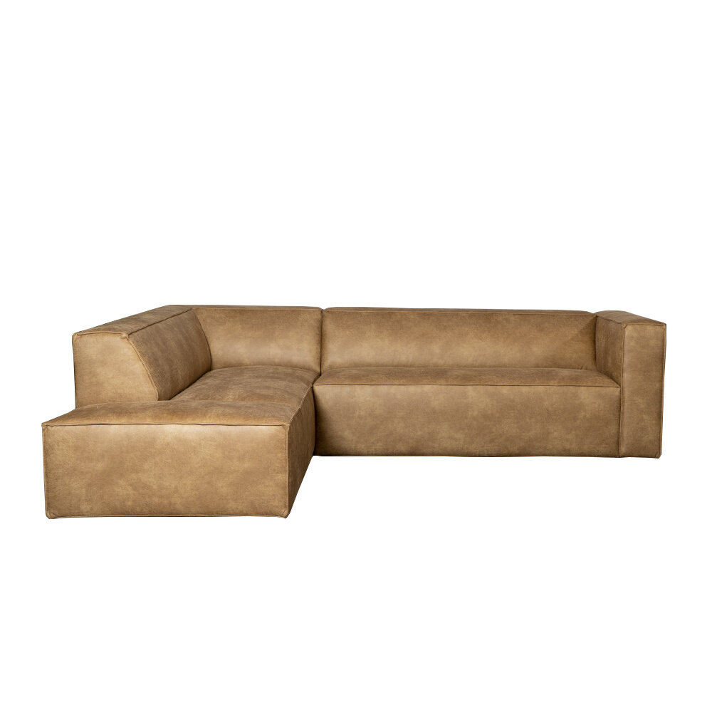 Hoekbank eco-leer beige links 266 cm