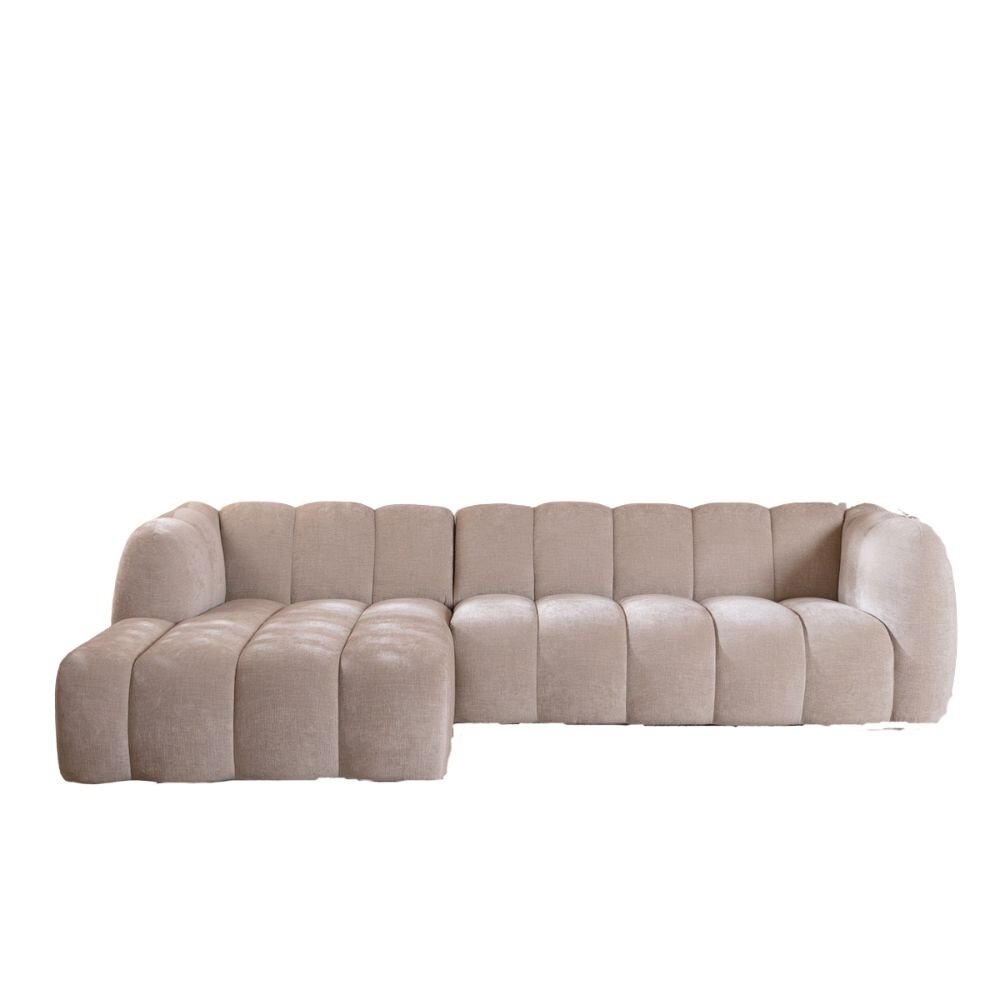 Hoekbank chenille zand links 294 cm