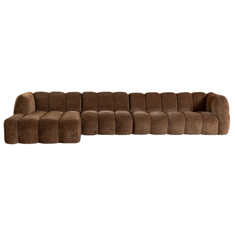 Hoekbank chenille mocha links