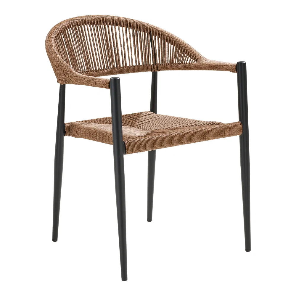 Eetkamerstoel kunststof rotan naturel 57 cm