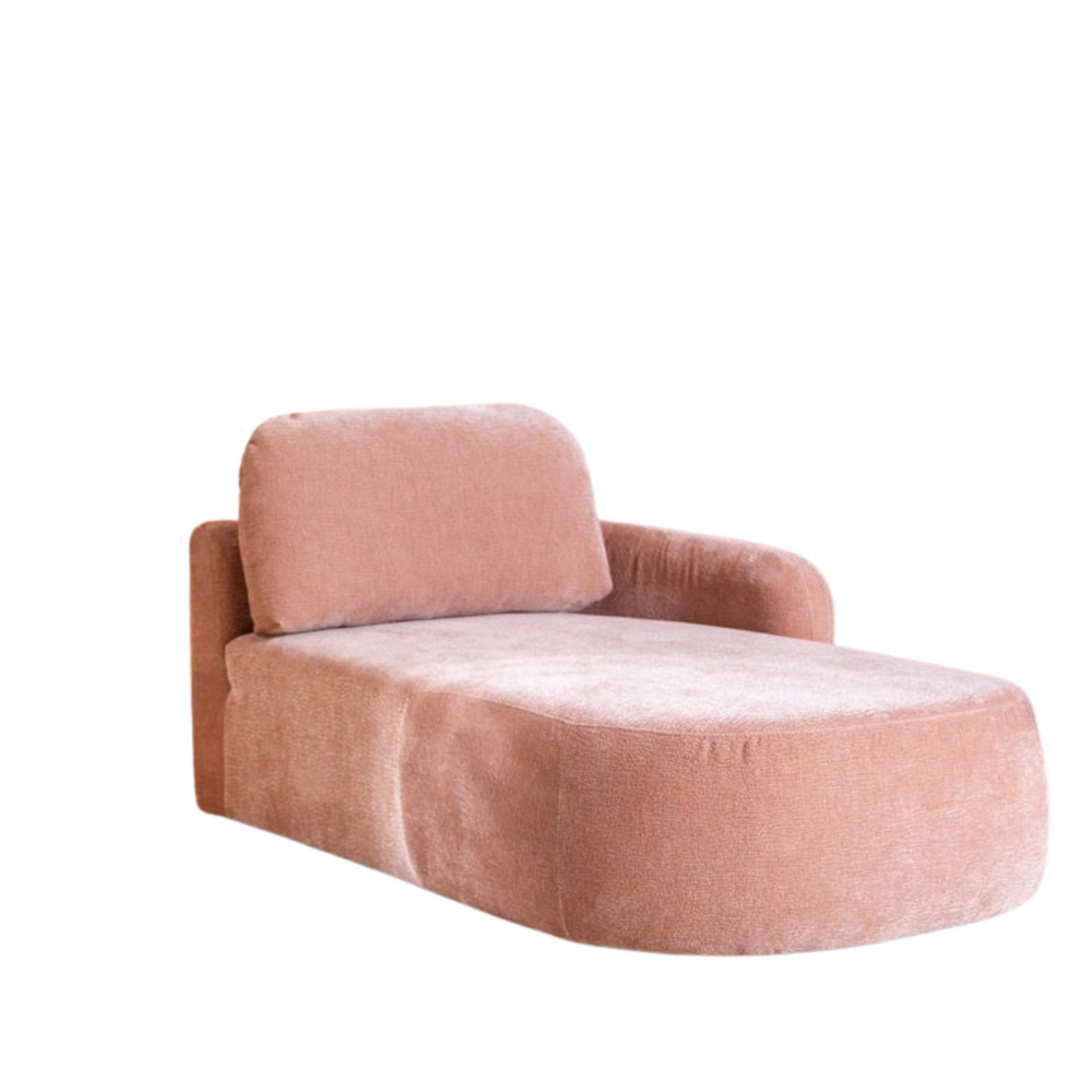 Chaise longue chenille roze rechts