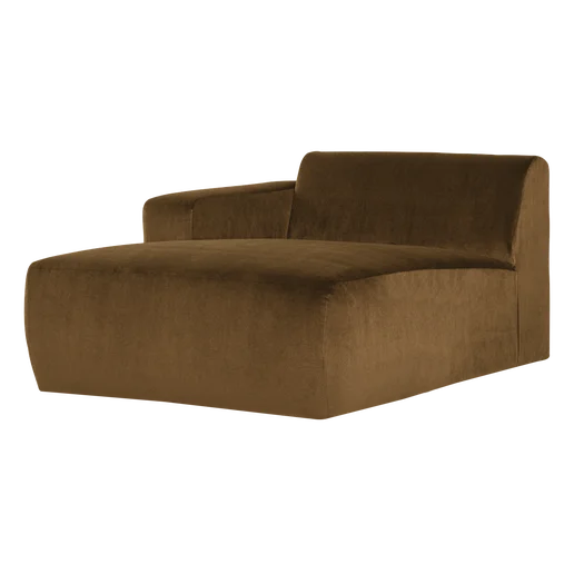 Chaise longue velours geel links