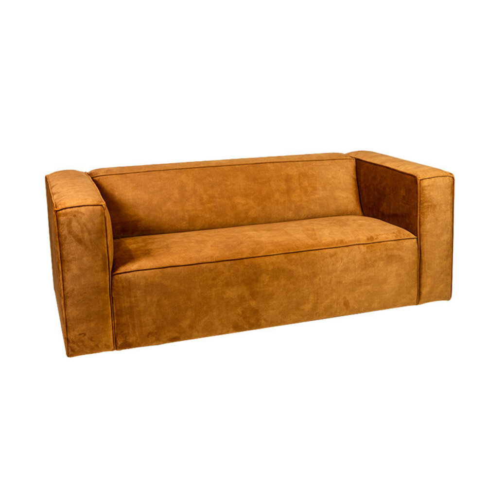 Bank velours okergeel 5-zits 194 cm