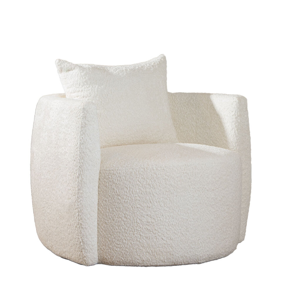 Fauteuil bouclé wit 83 cm