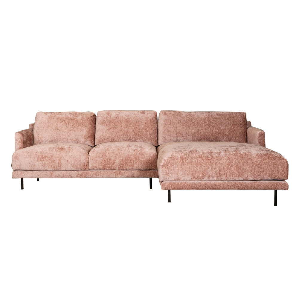 Hoekbank chenille roze rechts