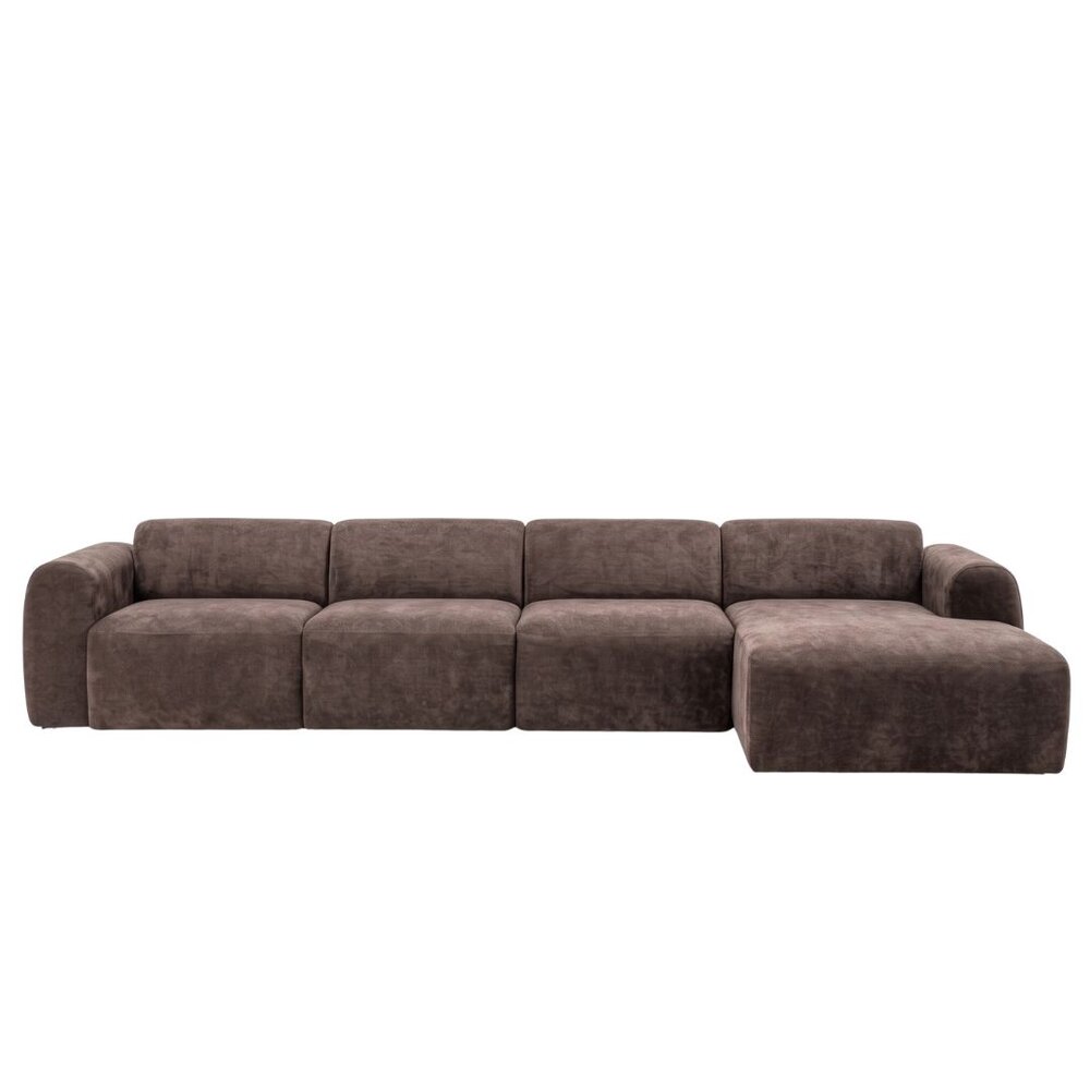 Hoekbank chenille bruin rechts