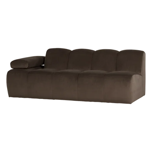 Bank velours 2-zits links 204 × 74 cm hoog