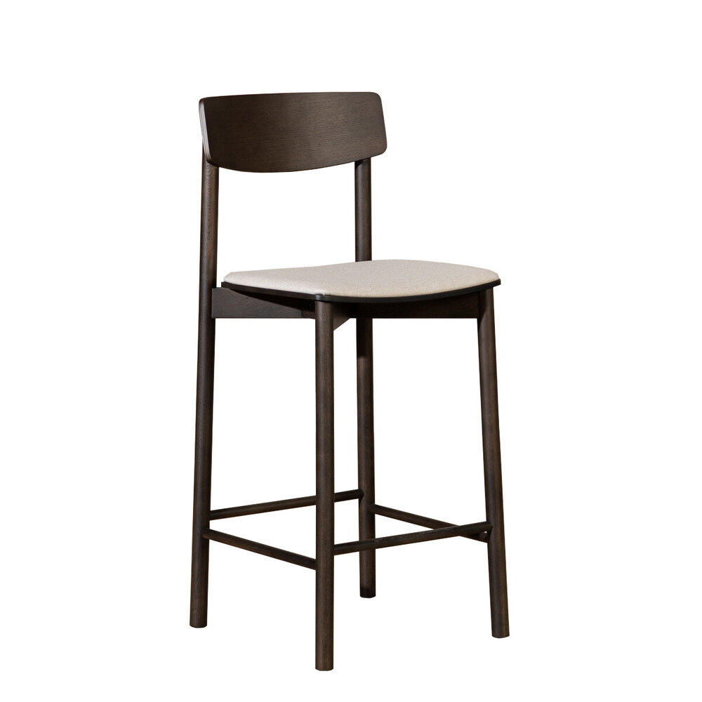 Barkruk Selto multiplex + linnen stof walnoot 70 cm