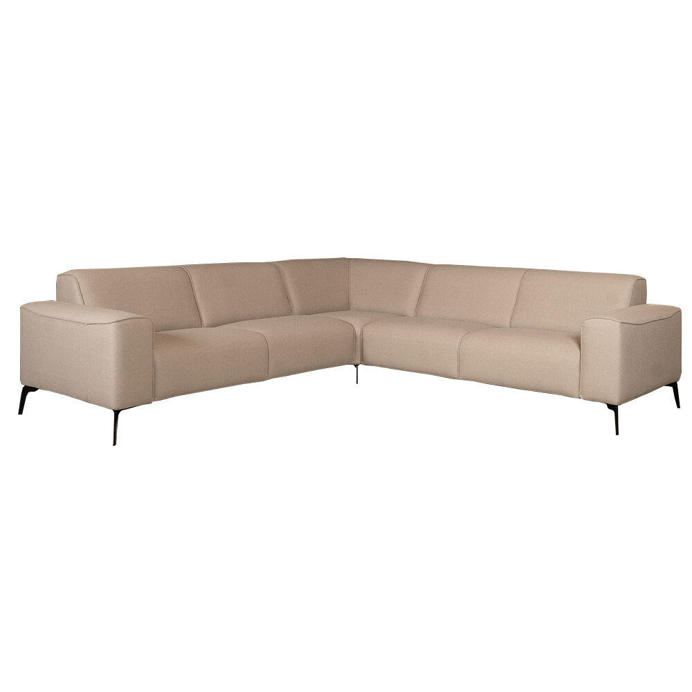 Hoekbank polyester taupe links rechts