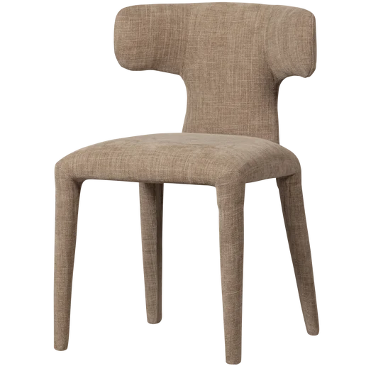 Eetkamerstoel geweven stof beige 52 cm