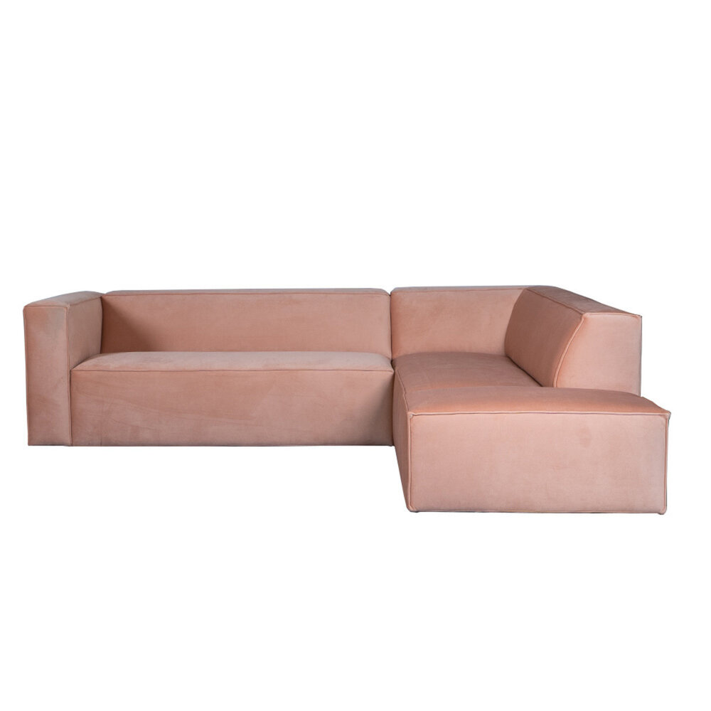 Hoekbank velours roze rechts