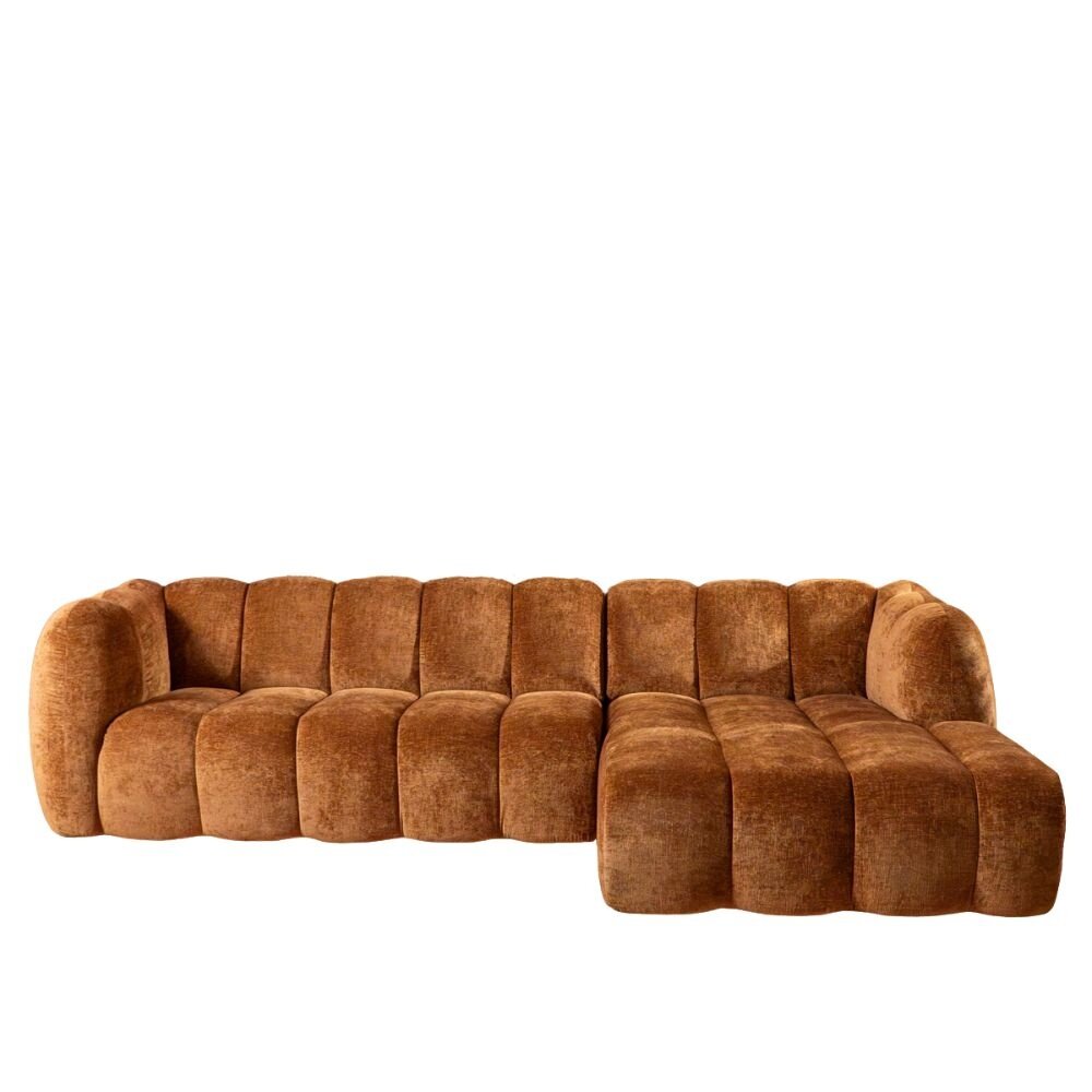 Hoekbank chenille koper rechts 294 cm