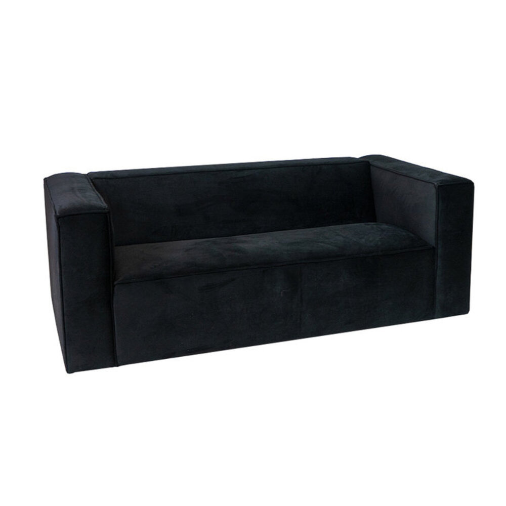 Bank velours zwart 5-zits 194 cm