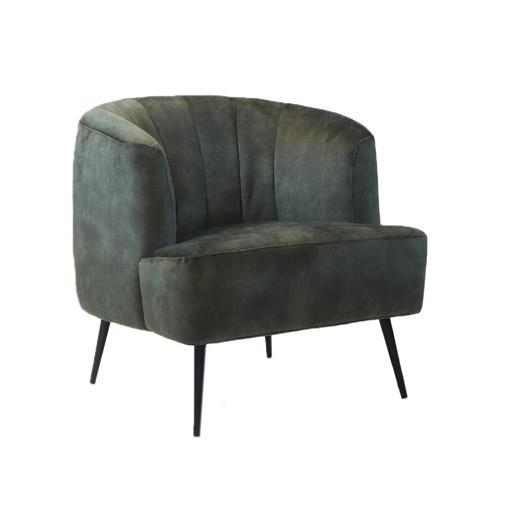 Fauteuil velours donkergroen