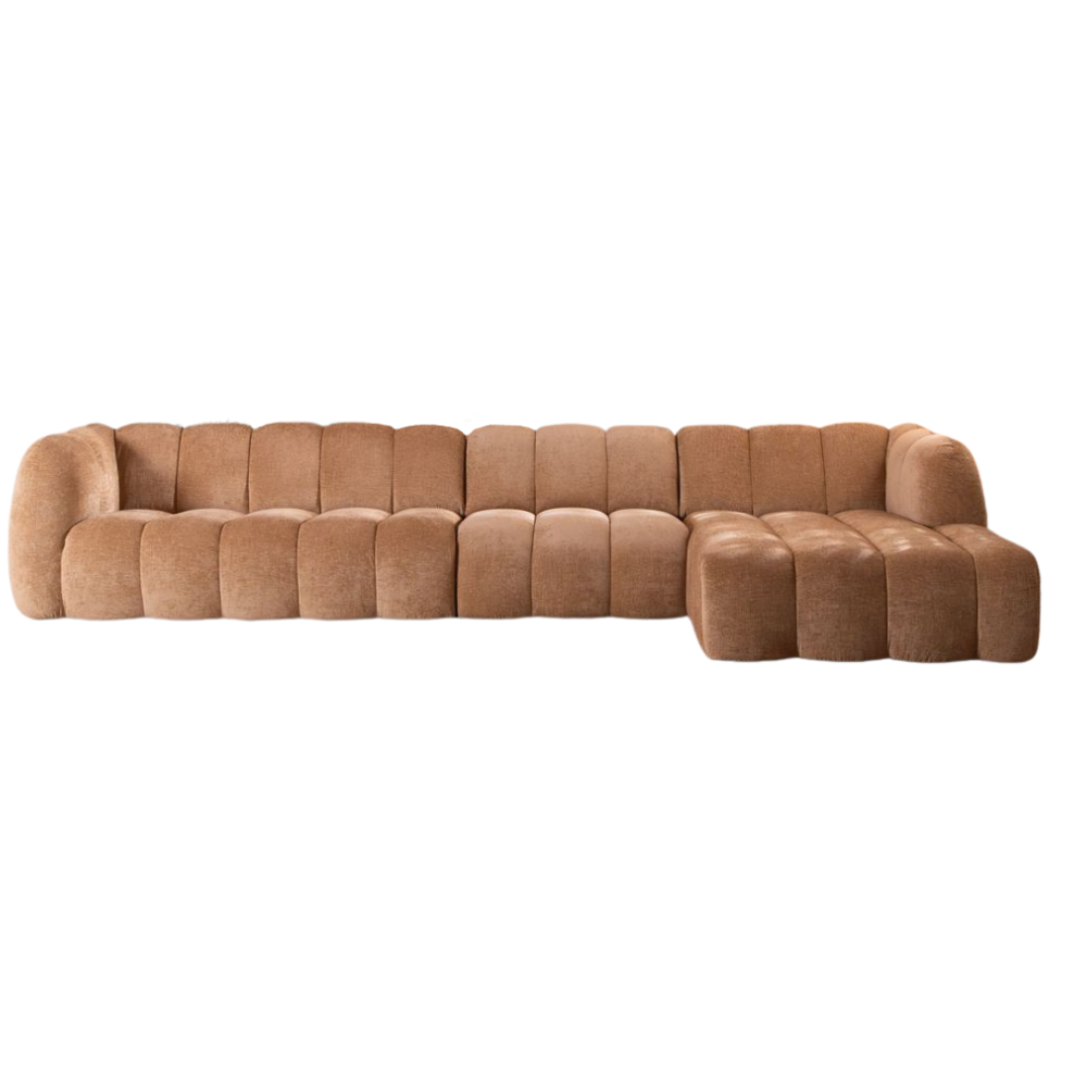 Hoekbank chenille peach rechts