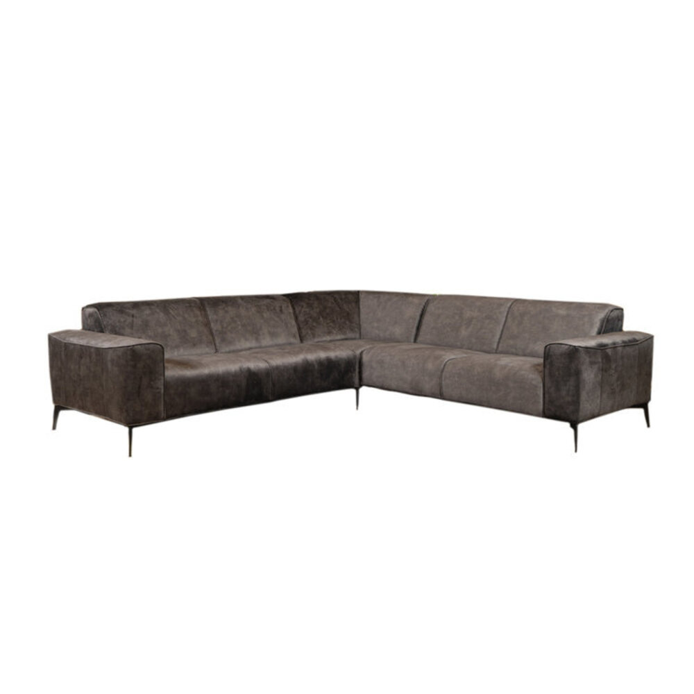 Hoekbank velours antraciet links rechts