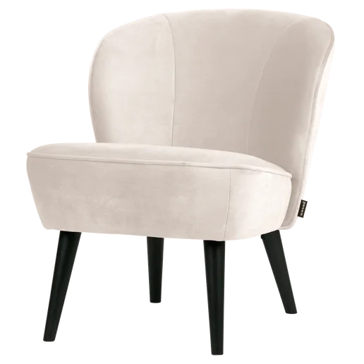 Fauteuil velours wit 59 cm