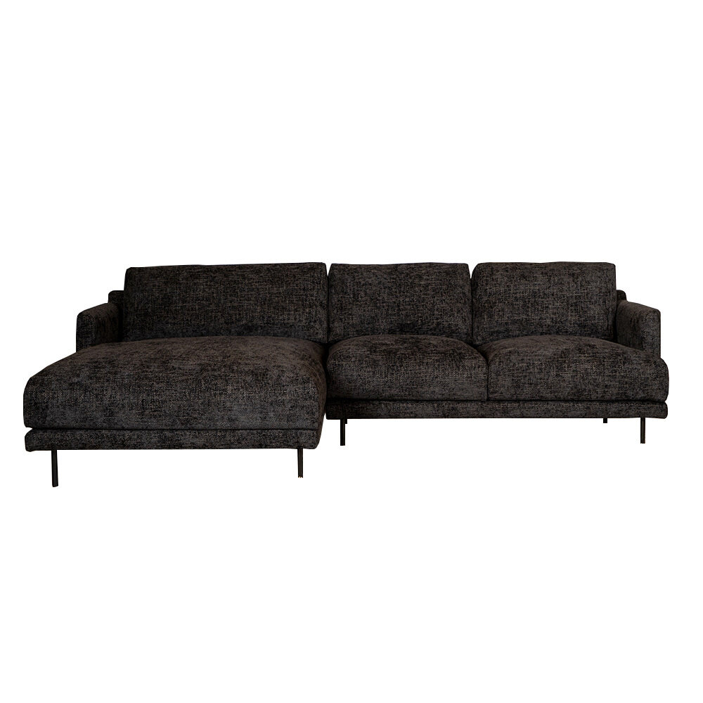 Hoekbank polyester zwart links 290 cm