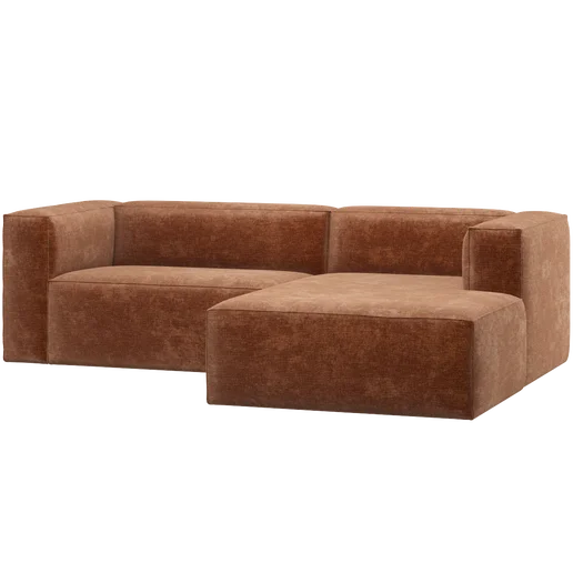 Chaise longue velours oranje rechts