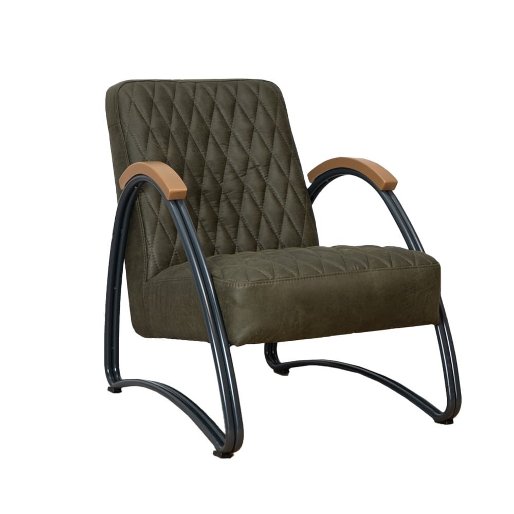 Fauteuil eco-leer olijfgroen 63 cm