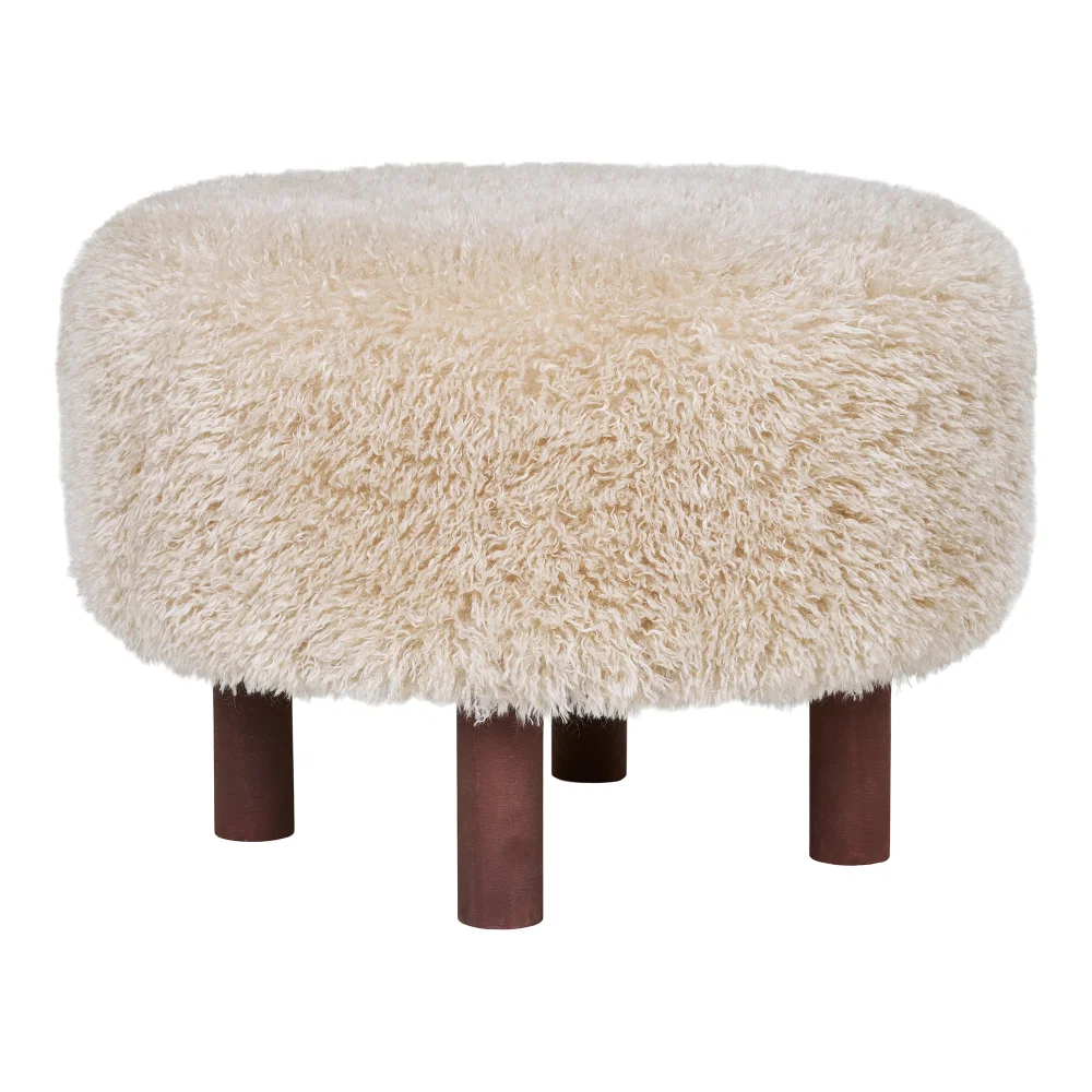 Poef polyester lichtbruin