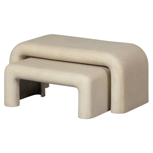 Salontafel Belmi klei naturel set van