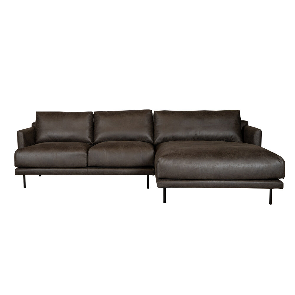 Hoekbank eco-leer antraciet rechts