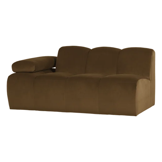 Bank velours geel 5-zits links 164 cm
