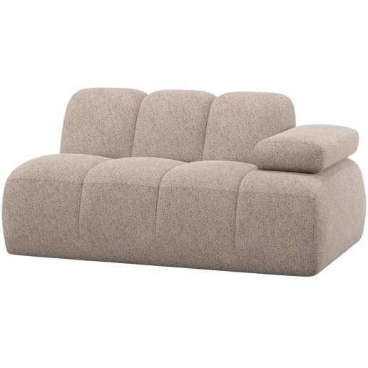 Bank chenille bruin 5-zits rechts 164 cm