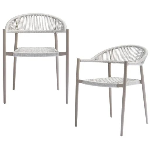 Tuinstoel aluminium grijs set van 2