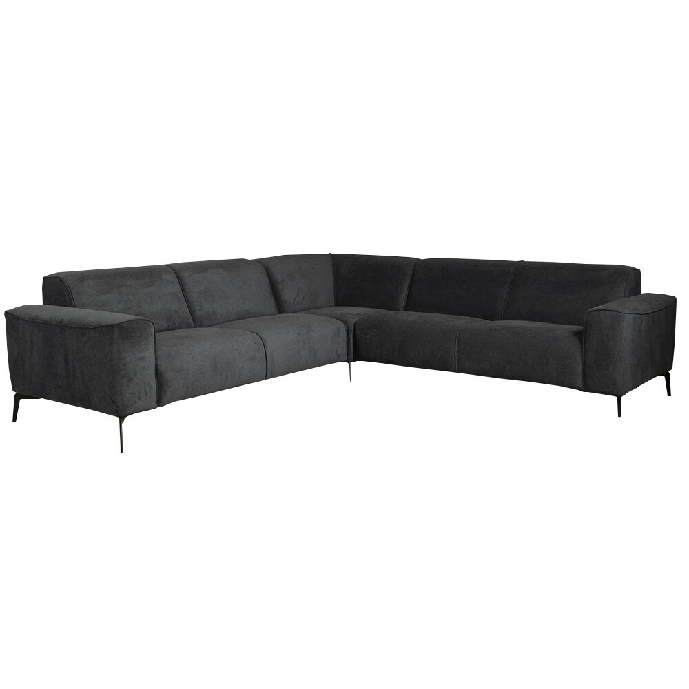 Hoekbank polyester zwart links rechts