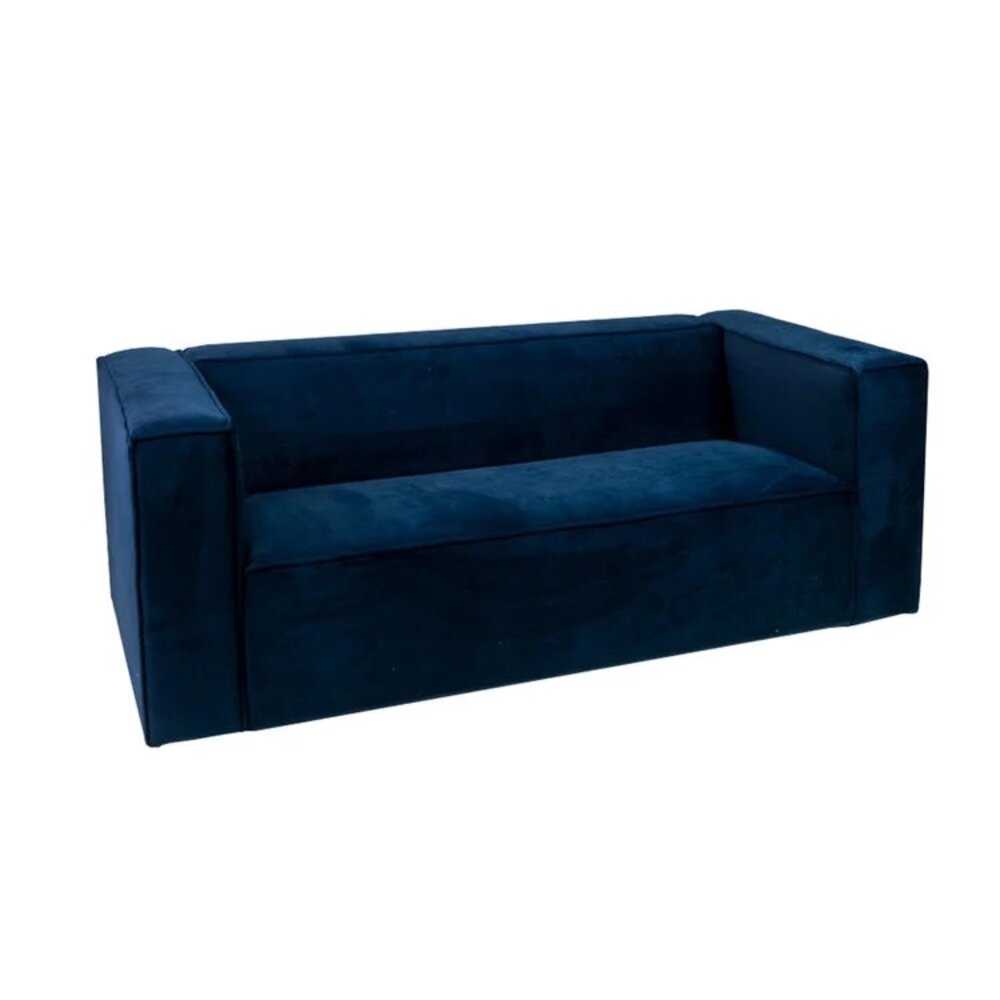 Bank velours blauw 5-zits 194 cm