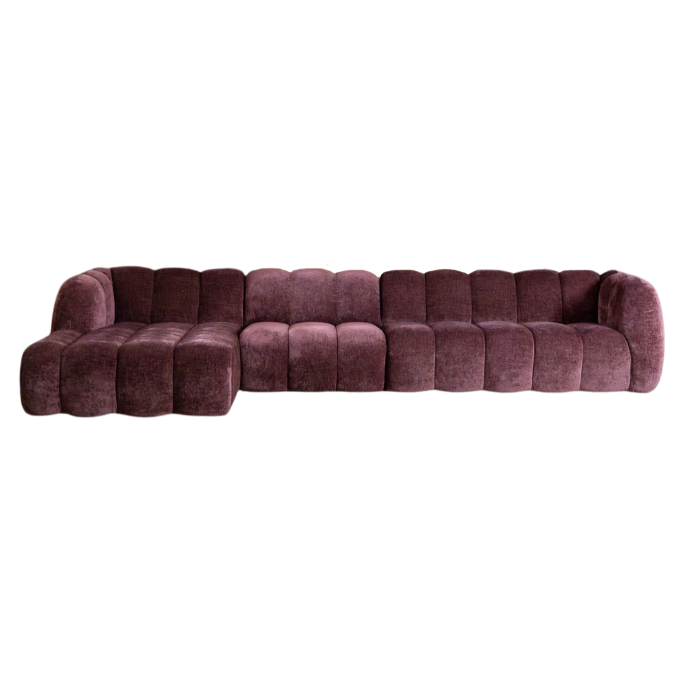 Hoekbank chenille paars links