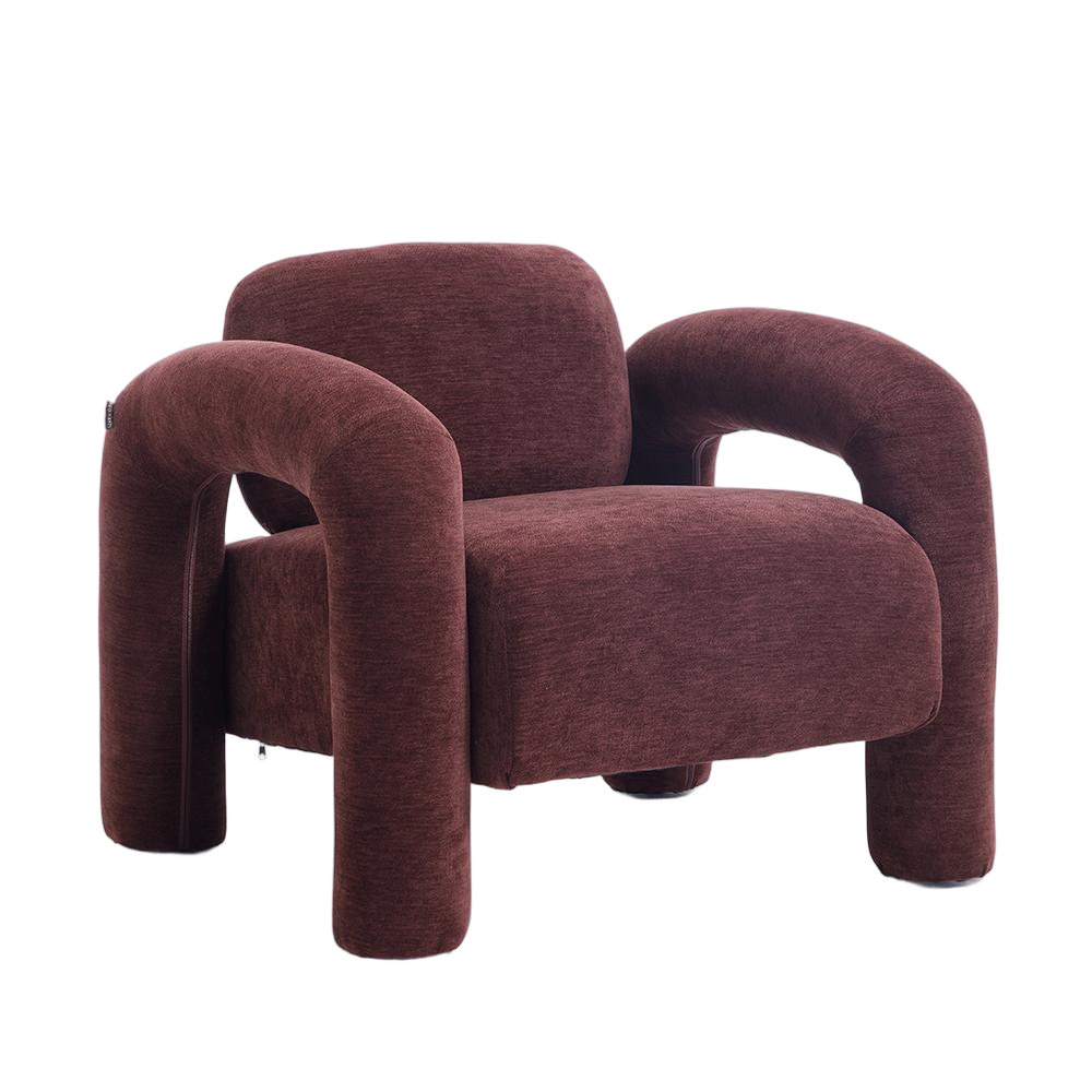 Fauteuil velours paars 85 × 73 cm hoog