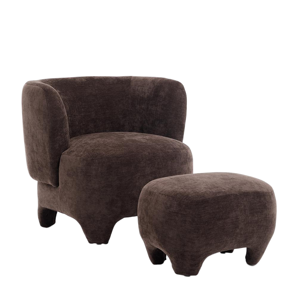Fauteuil velours bruin