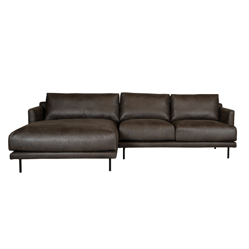 Hoekbank eco-leer antraciet links