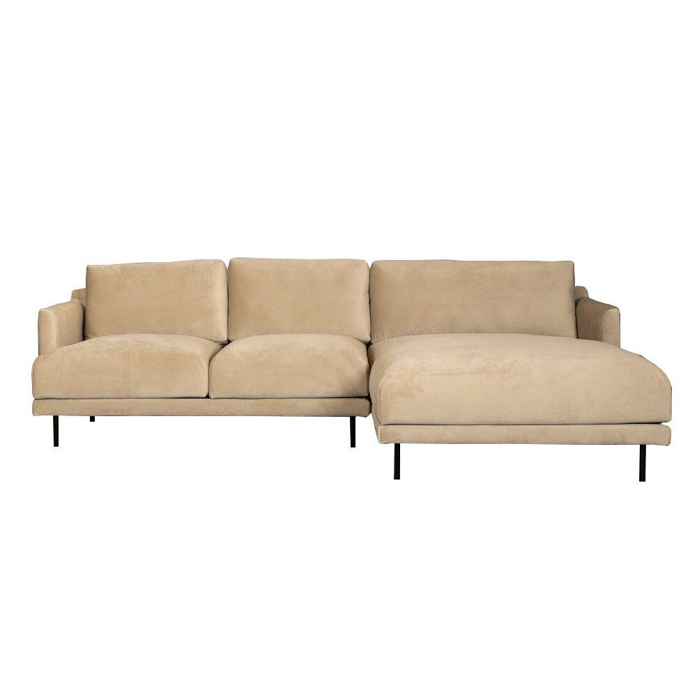 Hoekbank velours beige rechts