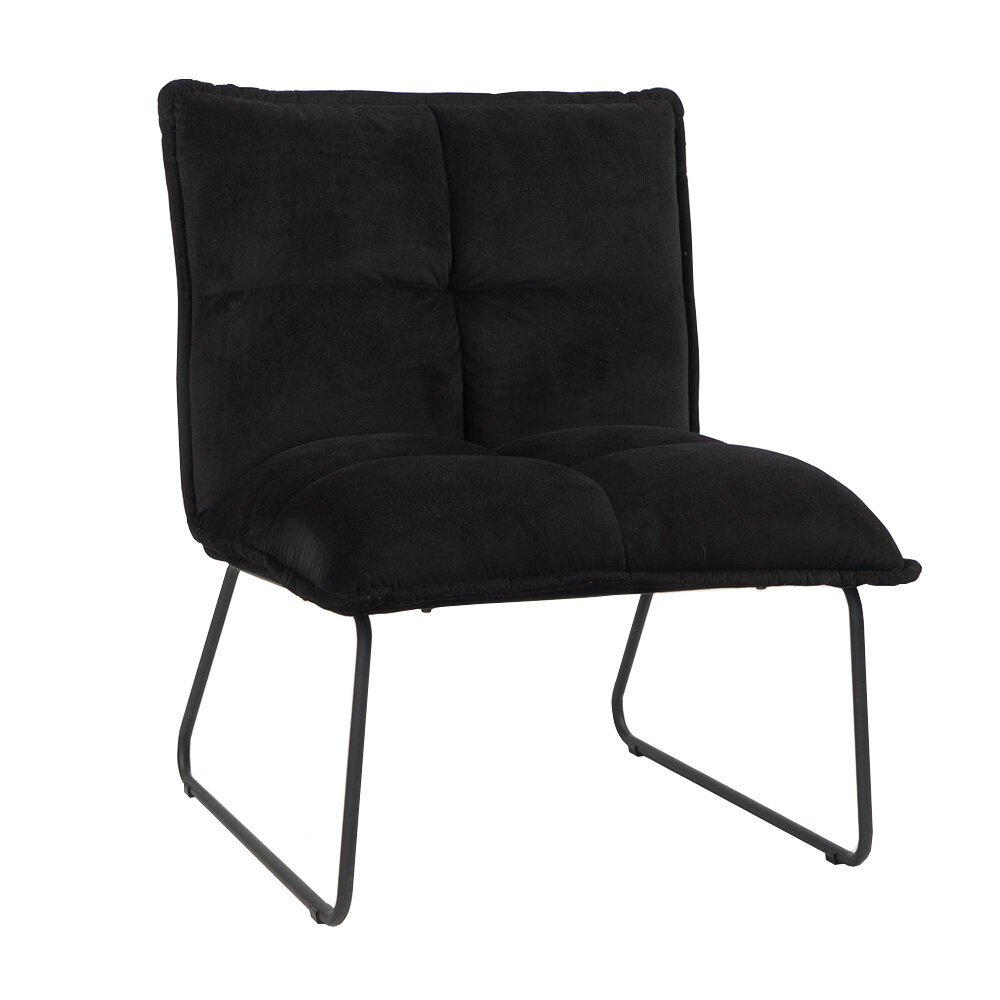 Fauteuil Grae velours zwart 70 × 87 cm hoog