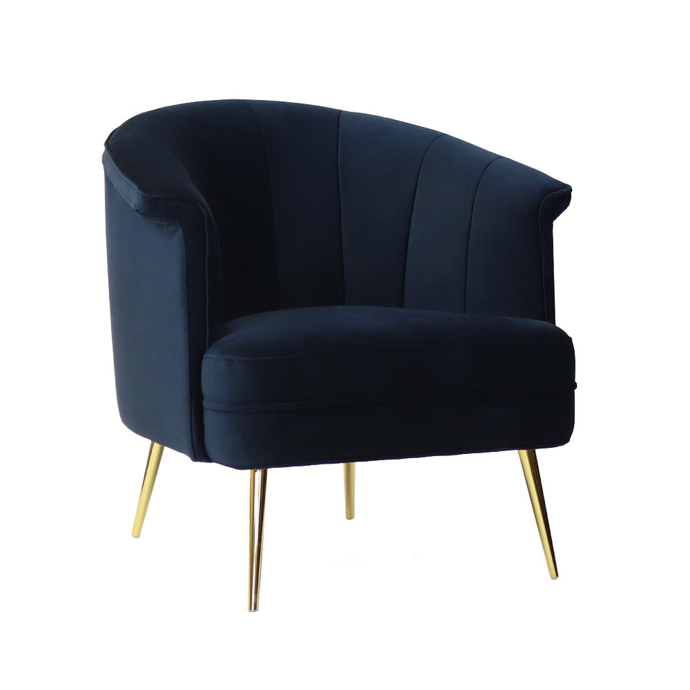 Fauteuil velours donkerblauw