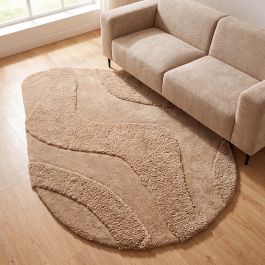 Vloerkleed polyester beige 230 cm
