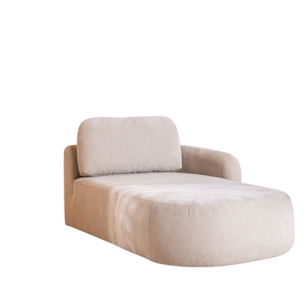 Chaise longue chenille beige rechts