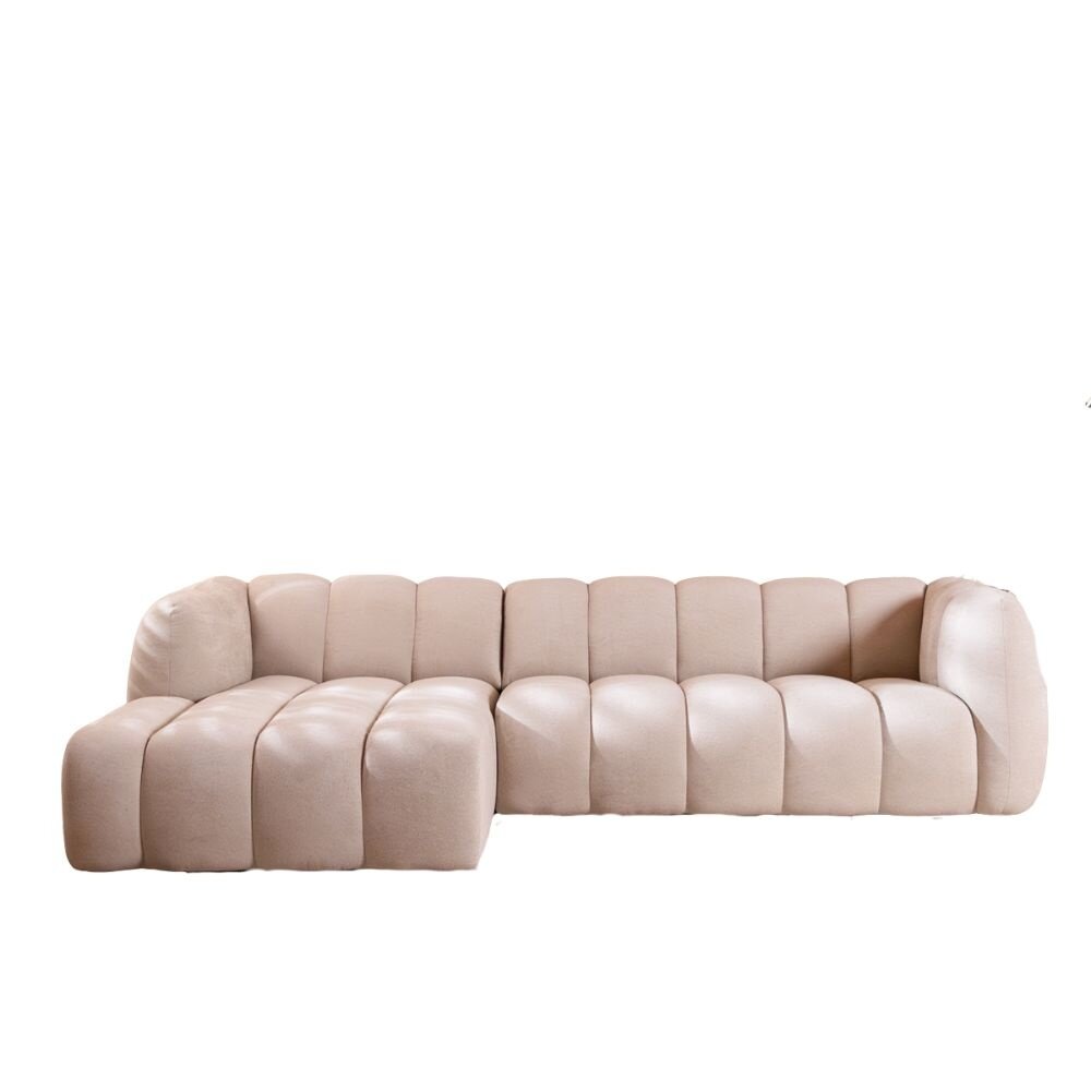 Hoekbank chenille beige links 294 cm